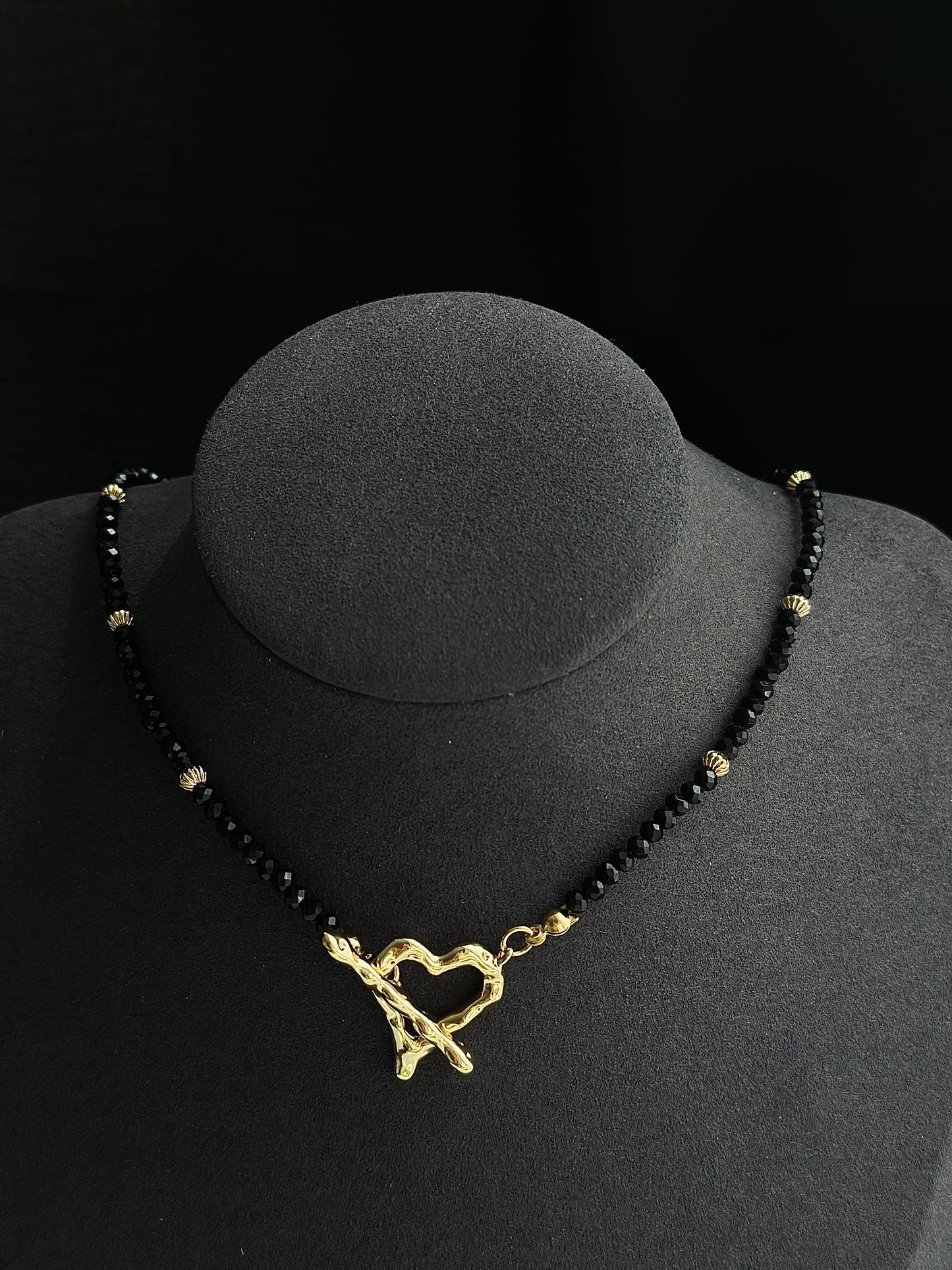 Black Heart-Shaped Buckle Necklace