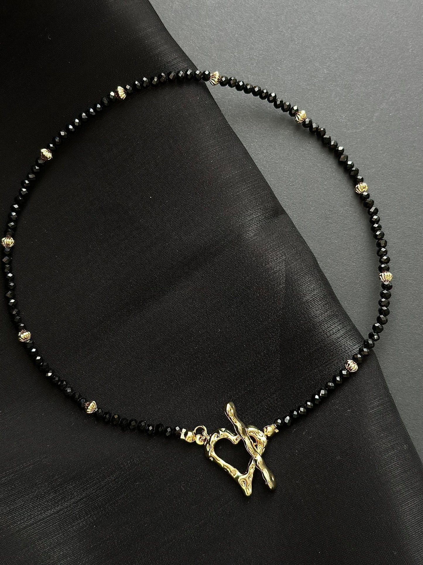 Black Heart-Shaped Buckle Necklace