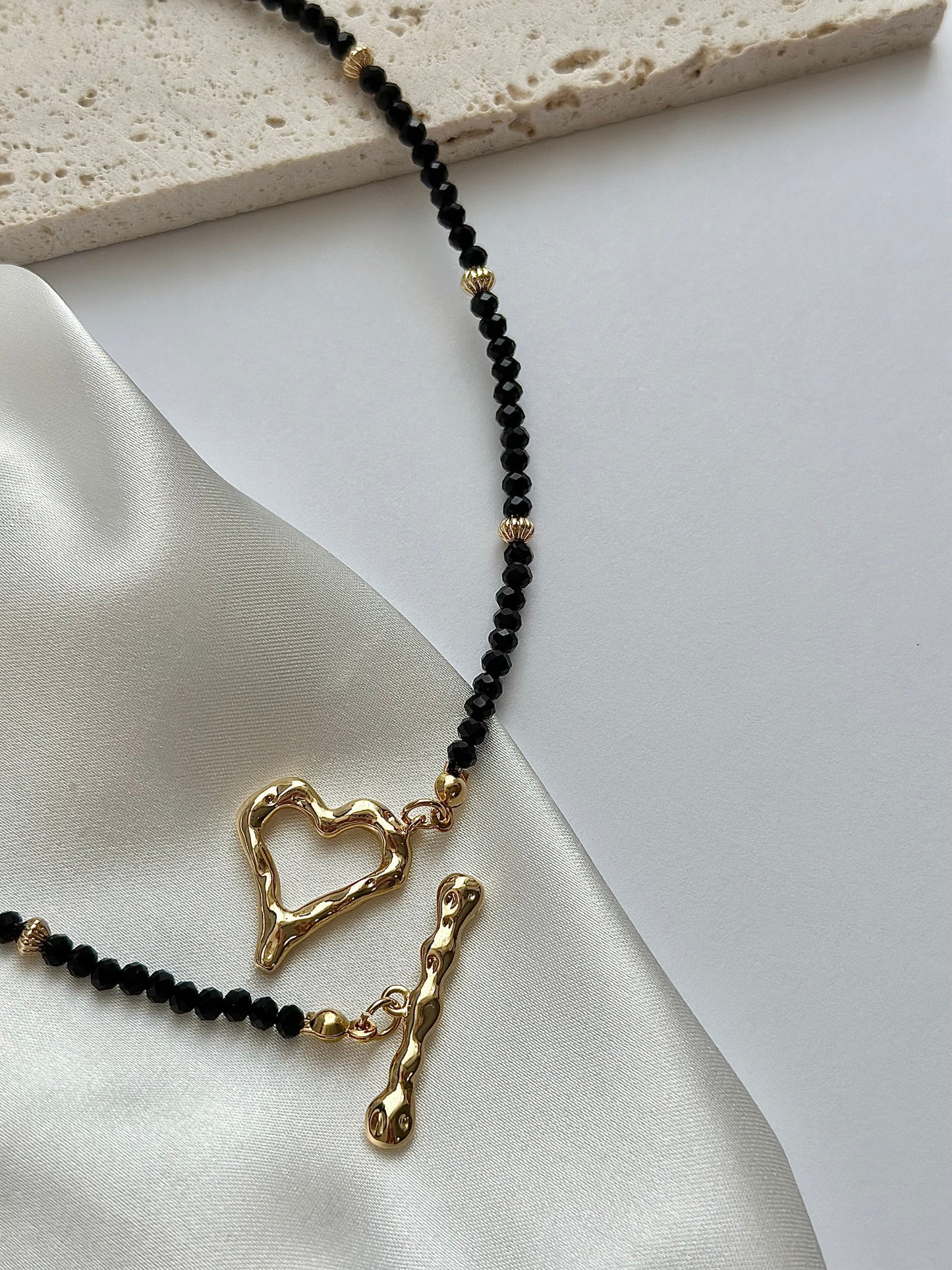 Black Heart-Shaped Buckle Necklace