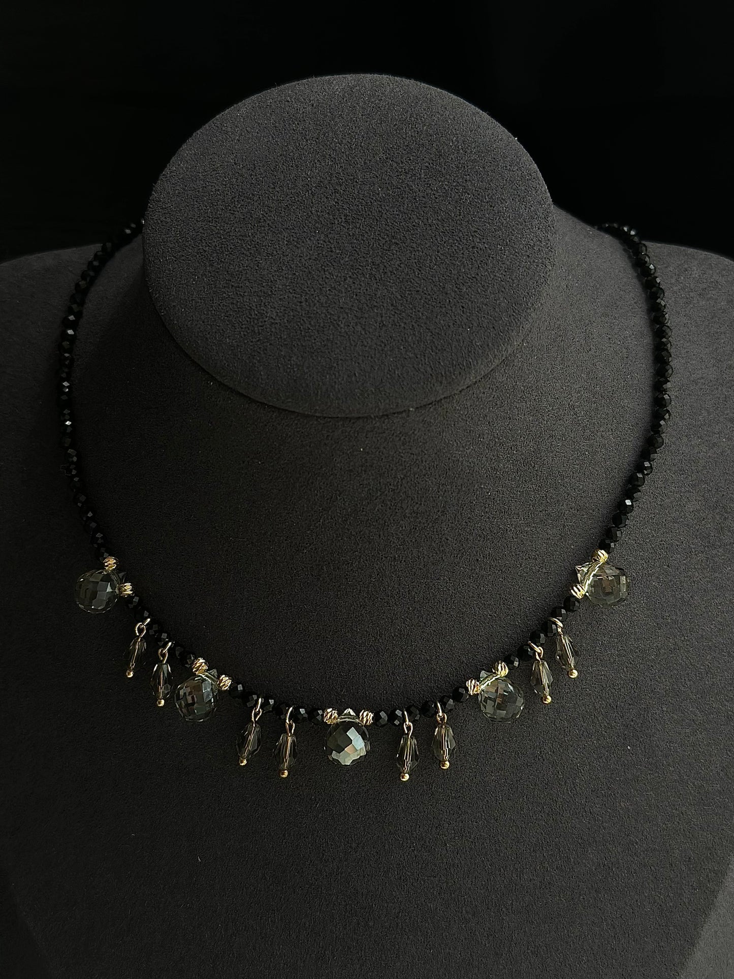 Black Shimmer Crystal Pendant Necklace