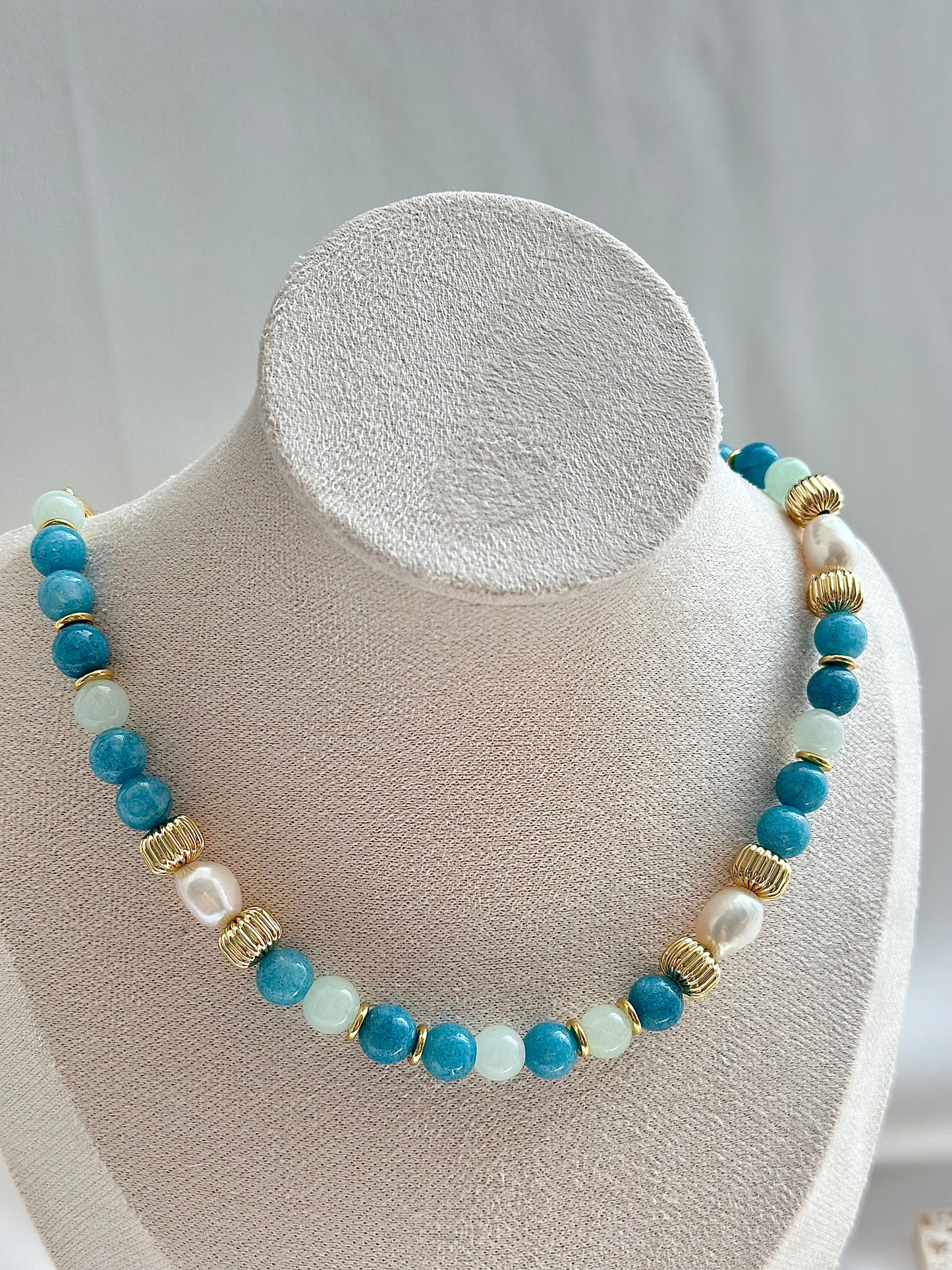 Blue Peru Premium Beaded Necklace